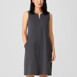 Eileen Fisher Cotton Blend Ponte Zip Dress, NWOT, Slate Grey Classic XS